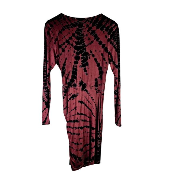 Young Fabulous & Broke Yarro Dress Tie Dye VEGAN Silk Waterfall Cinched Waist, M - Picture 5 of 9